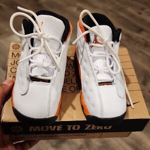 Jordan Kids White and Orange Sneakers